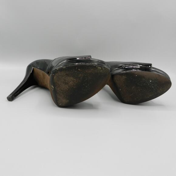 Vera Wang Selima Platform High Heels Size 9.5 Black Patent Open Toe Pump‎ - Picture 4 of 9